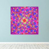 Periwinkle Blue und Violet Blume und Hearts Boho Leinwanddruck (Insitu (Holzboden))