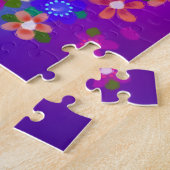 Periwinkle Blue und Violet Boho Gemalte Blume Puzzle (Seite)