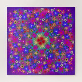 Periwinkle Blue und Violet Boho Gemalte Blume Puzzle (Horizontal)