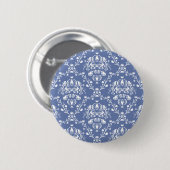 Periwinkle Blue und White Damask Button (Vorne & Hinten)