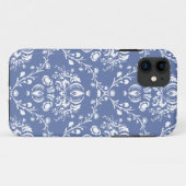 Periwinkle Blue und White Damask Case-Mate iPhone Hülle (Rückseite (Horizontal))