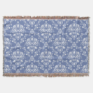 Periwinkle Blue und White Damask Decke