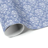 Periwinkle Blue und White Damask Geschenkpapier (Rolleneckpunkt)