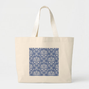 Periwinkle Blue und White Damask Jumbo Stoffbeutel