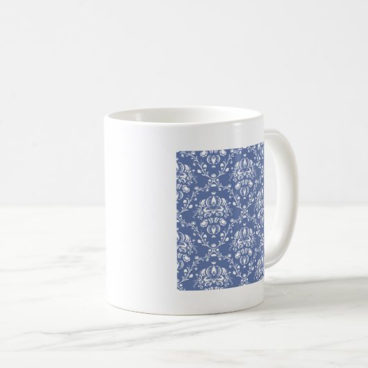 Periwinkle Blue und White Damask Kaffeetasse (VorderseiteRechts)