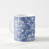 Periwinkle Blue und White Damask Kaffeetasse (Vorderseite Links)
