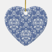 Periwinkle Blue und White Damask Keramik Ornament (Hinten)