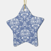 Periwinkle Blue und White Damask Keramikornament (Links)