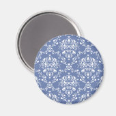 Periwinkle Blue und White Damask Magnet (Vorderseite/Rückseite)