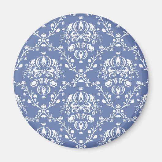 Periwinkle Blue und White Damask Magnet (Vorne)