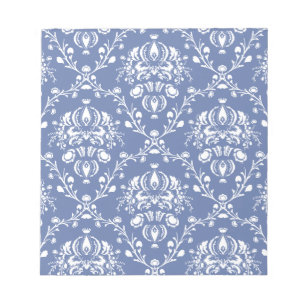 Periwinkle Blue und White Damask Notizblock