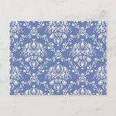 Periwinkle Blue und White Damask Postkarte (Vorderseite)