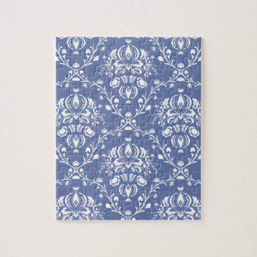 Periwinkle Blue und White Damask Puzzle (Vertikal)