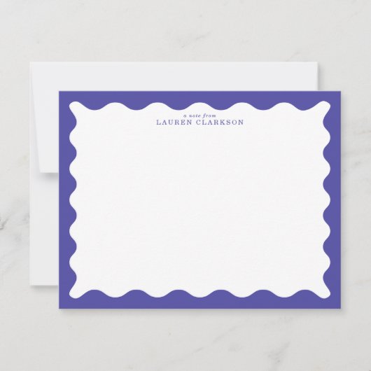 Periwinkle Blue Wavy Frame Note Card Einladung (Vorderseite)