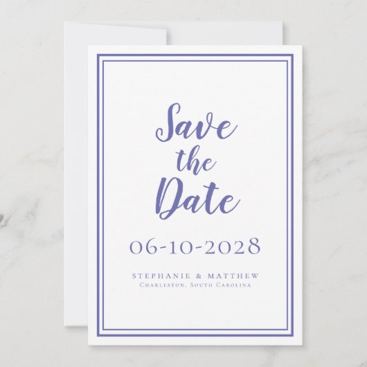 Periwinkle Blue Wedding Minimalistisch Save the Da (Vorderseite)