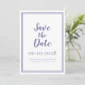 Periwinkle Blue Wedding Minimalistisch Save the Da (Stehend Vorderseite)