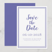 Periwinkle Blue Wedding Minimalistisch Save the Da (Vorne/Hinten)