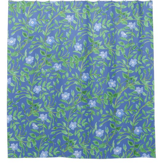 Periwinkle Blue White Decorative Chic Floral Duschvorhang (Vorderseite)