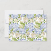 Periwinkle Blue White Hydrangea Wedding Save The Date (Rückseite)