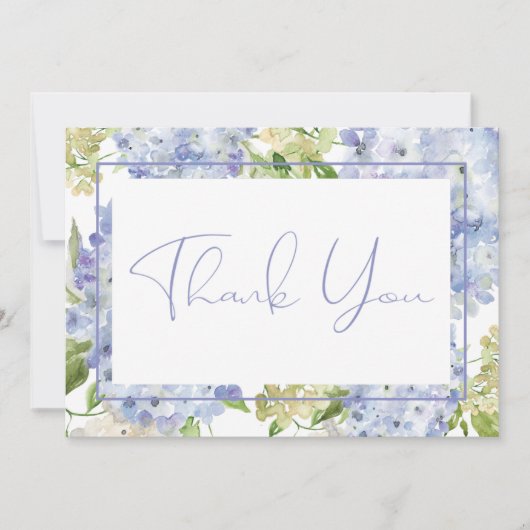 Periwinkle Blue White Hydrangeas Wedding Dankeskarte (Vorderseite)