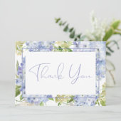 Periwinkle Blue White Hydrangeas Wedding Dankeskarte (Stehend Vorderseite)