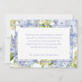 Periwinkle Blue White Hydrangeas Wedding Dankeskarte (Rückseite)