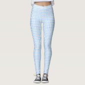 Periwinkle Blue White Medium Hahnentrittmuster Leggings (Vorderseite)