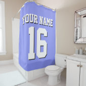 Periwinkle Blue White Sports Jersey Team Jersey Duschvorhang (Beispiel)