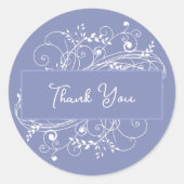 Periwinkle Blüh Wedding Danke Stickers (Vorderseite)