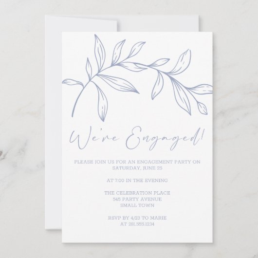 Periwinkle Blume Boho Engagement Party Einladung (Vorderseite)