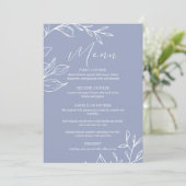 Periwinkle Blume Boho Wedding Menu Menükarte (Stehend Vorderseite)