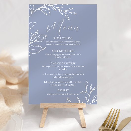 Periwinkle Blume Boho Wedding Menu Menükarte