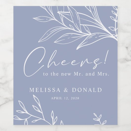 Periwinkle Blume Boho Wedding Weinetikett (Einzelnes Label)