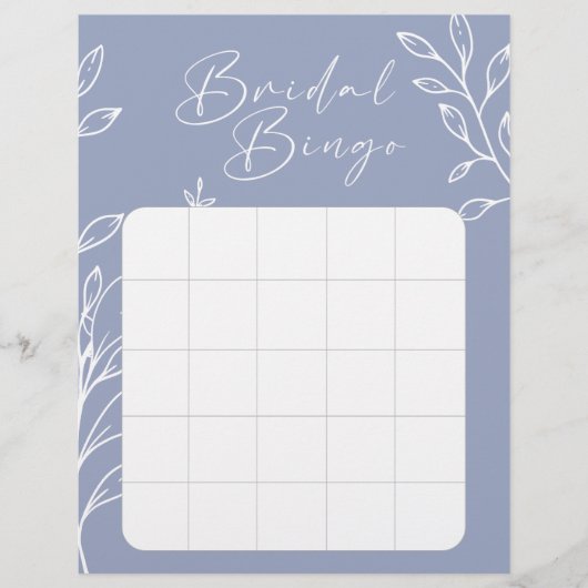 Periwinkle Blume Brautparty Bingo Game (Vorderseite)