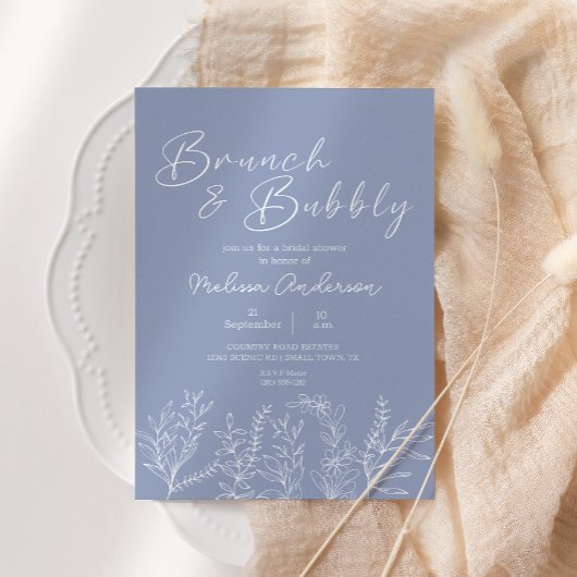Periwinkle Blume Brunch Bridal Dusche Einladung