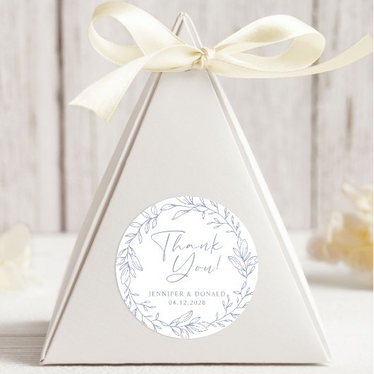 Periwinkle Blume Einfach Danke Hochzeit Runder Aufkleber