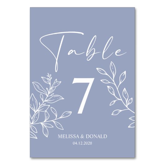 Periwinkle Blume Einfache Hochzeitsstimmung Tischn Tischnummer (Rückseite)