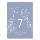 Periwinkle Blume Einfache Hochzeitsstimmung Tischn Tischnummer (Vorderseite)