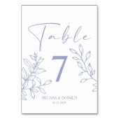 Periwinkle Blume Einfache Hochzeitsstimmung Tischn Tischnummer (Rückseite)