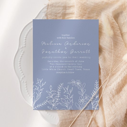 Periwinkle Blume Rose Hochzeit Einladung