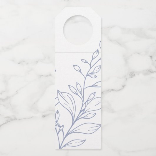 Periwinkle Blume Script Wedding Vielen Dank Flaschenanhänger (Rückseite)