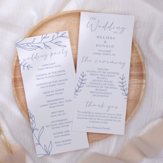 Periwinkle Blume Simple Wedding Programm