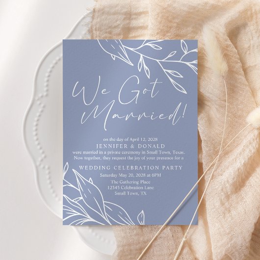 Periwinkle Blume Wedding Just Married Einladung