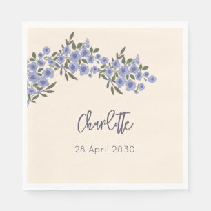 Periwinkle Blumenblüten Moderner Individuelle Name Serviette