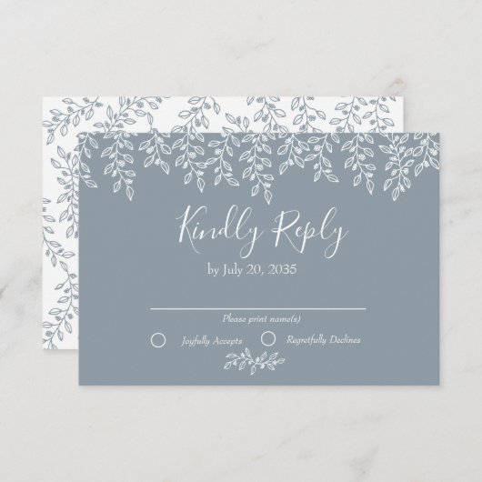 Periwinkle Boho Botanische Hochzeit RSVP Karte (Vorne/Hinten)