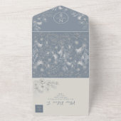 Periwinkle Boho Dusty Blue Wedding All In One Einladung (Außenbereich)