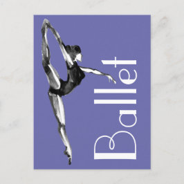 Periwinkle Bold Black, White Watercolor Ballerina Postkarte