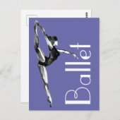 Periwinkle Bold Black, White Watercolor Ballerina Postkarte (Vorne/Hinten)