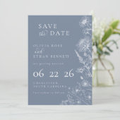 Periwinkle Botanical Minimal Wedding Save the Date (Stehend Vorderseite)