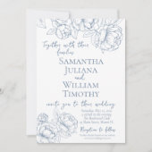 Periwinkle Botanisches Flora Elegante Moderne Hoch Einladung (Vorderseite)